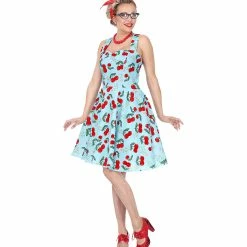 Widmann 1950's Rockabilly Cherry Dress Blue