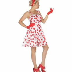 Widmann 1950's Rockabilly Cherry Dress White