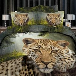 My Fancy Dress 3D High Quality Leopard Print 3 Piece Bed Sets