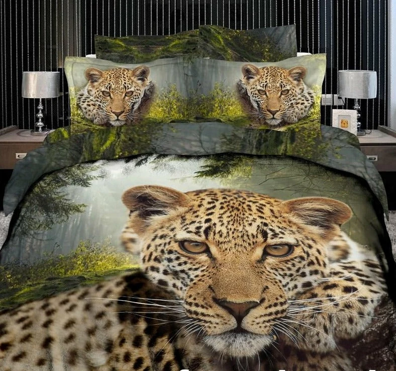 My Fancy Dress 3D High Quality Leopard Print 3 Piece Bed Sets
