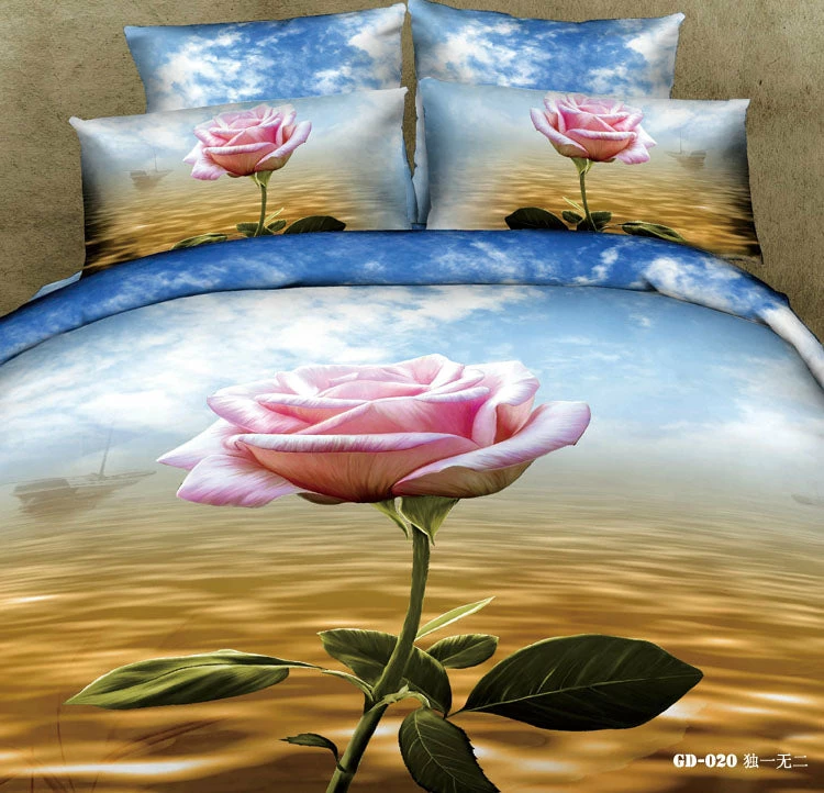 My Fancy Dress 3D Pink Rose Print 3 Piece Bed Sets Party Supplies