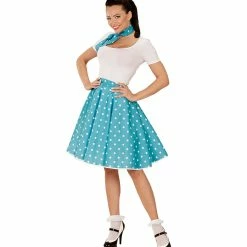 Widmann 50's Rockabilly Blue Polka Dot Skirt And Neckscarf