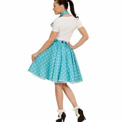 Widmann 50's Rockabilly Blue Polka Dot Skirt And Neckscarf