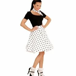Widmann 50's Rockabilly White Polka Dot Skirt And Neckscarf Decades And History