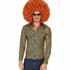 Widmann 70's Groovy Disco Shirt Gold & Black Men's 1970's