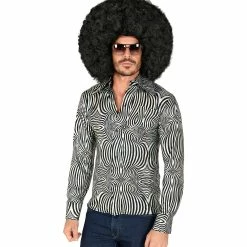 Widmann 70's Groovy Shirt Silver & Black Men's