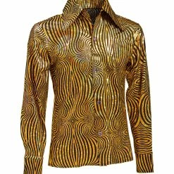 Widmann 70's Groovy Disco Shirt Gold & Black Men's 1970's