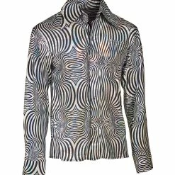 Widmann 70's Groovy Shirt Silver & Black Men's
