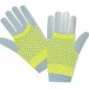 Wicked 80's Neon Short Fishnet Gloves Yellow 1980's