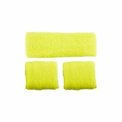 Wicked 80's Sweatband And Wristbands - Neon Yellow 1980's