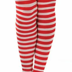 Bristol Adult Red And White Striped Thigh High Stockings Ladies Christmas