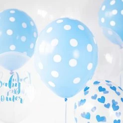 Partydecor Baby Blue Pastel Balloons With Dots 30cm Pack Of 6 Party Supplies