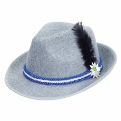 Fiestas Guirca Bavarian Fedora Hat With Edelweiss & Feather World Costumes