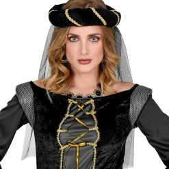 Widmann Medieval, Renaissance & Tudor Costumes Black Medieval Headdress With Veil