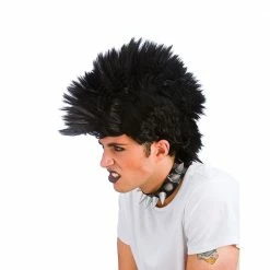 Wicked Black Punk Rocker Mohican Wig