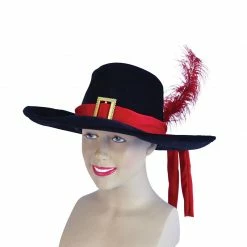 Bristol Historical Costumes Black Red Velvet Musketeer Hat