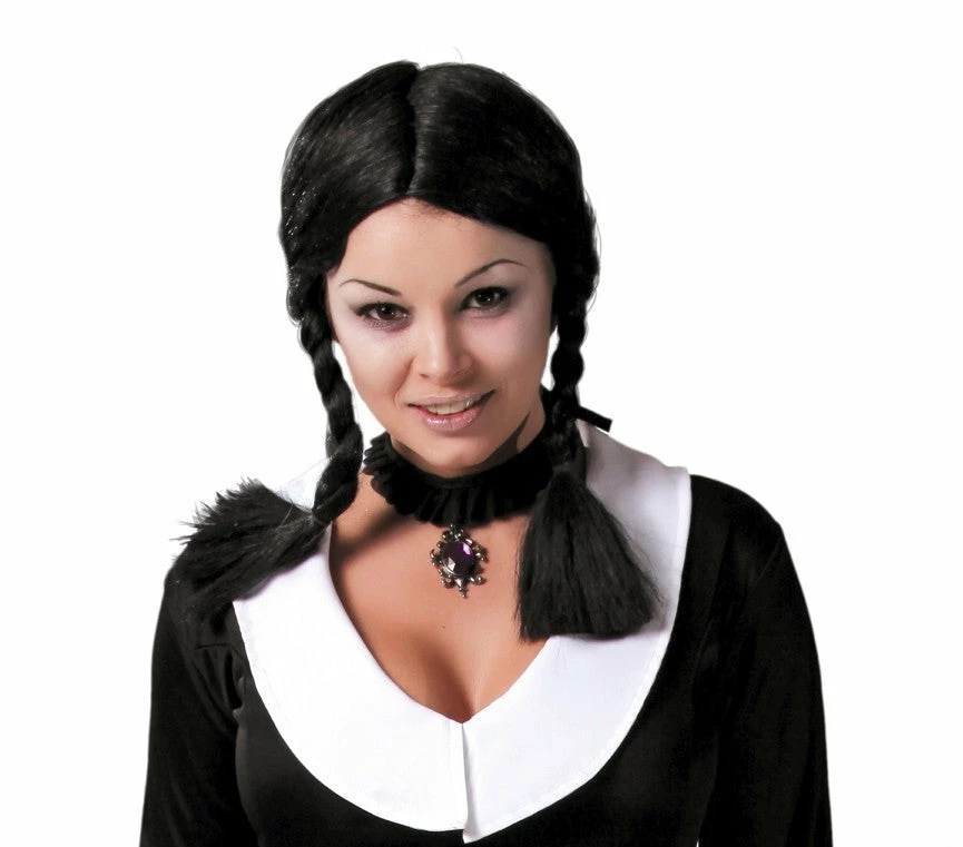 Fiestas Guirca Black Schoolgirl Pig Tails Wig Wigs