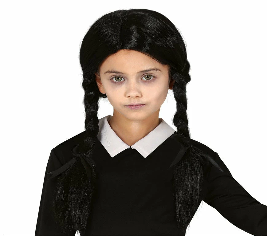 Fiestas Guirca Kid's Halloween Black Schoolgirl Pig Tails Wig Child