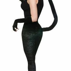 Bristol Animal Black Cat Velvet Leggings With Tail