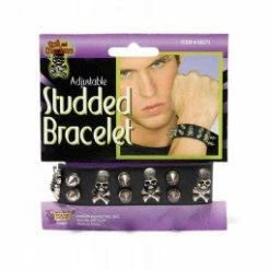 My Fancy Dress Decades And History Black Studded Skull Bracelet