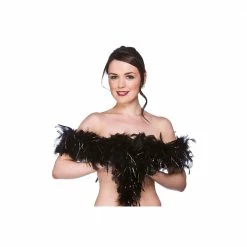 Wicked Black And Silver Feather Boa 1920's