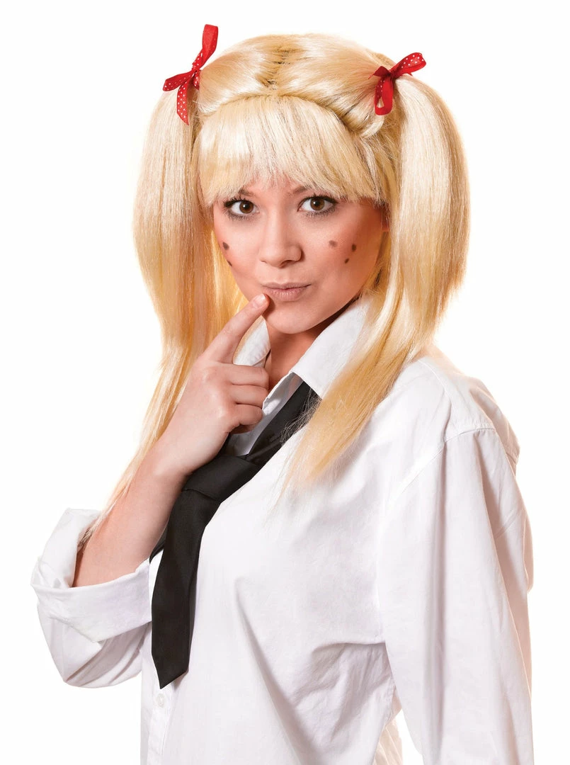 Bristol School Costumes Blonde Schoolgirl Wig With Red Bows