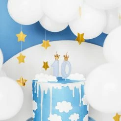Partydecor Blue Number 0 Birthday Candle With Gold Crown Party Supplies