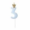 Partydecor Party Supplies Blue Number 3 Birthday Candle With Gold Crown