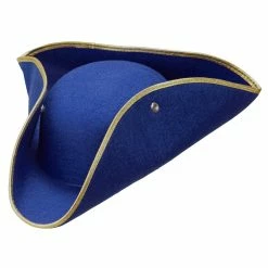 Widmann Medieval, Renaissance & Tudor Costumes Blue Tricorn Hat With Gold Trim