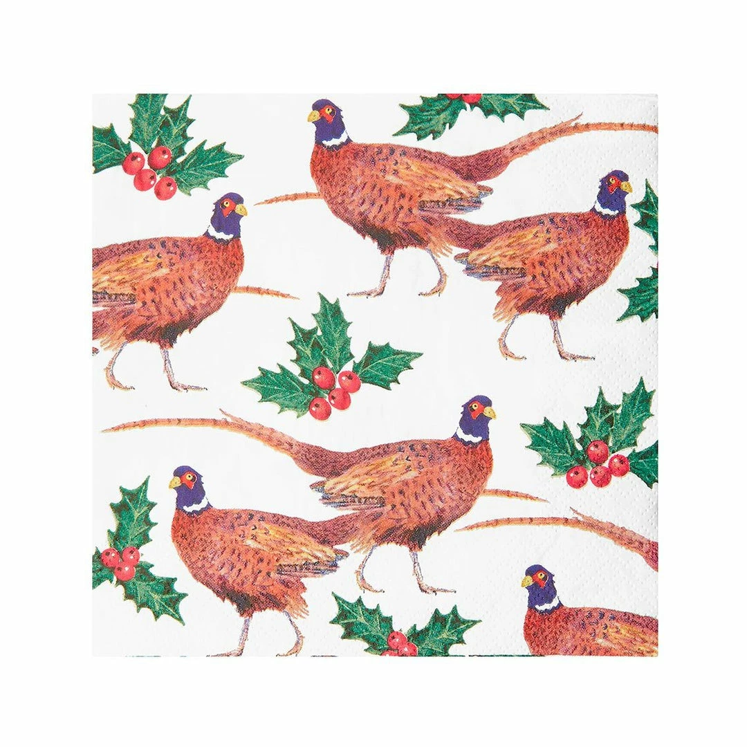 Partydecor Botanical Holly Pheasant Napkins Christmas Gift And Decoration Ideas