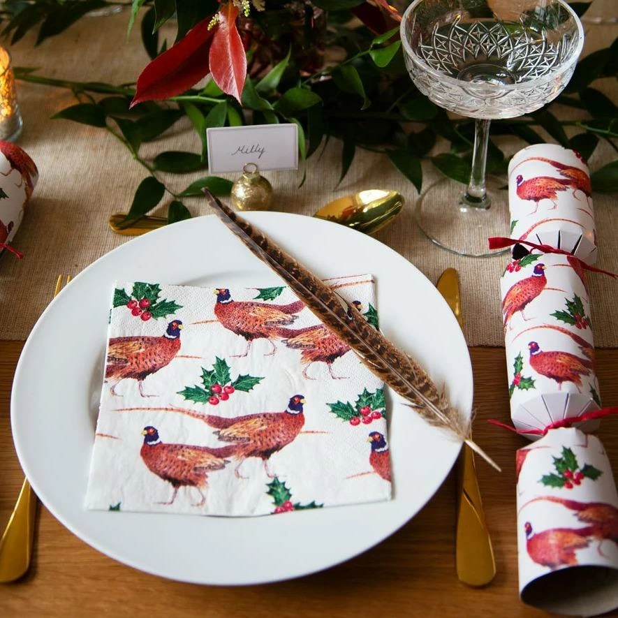 Partydecor Botanical Holly Pheasant Napkins Christmas Gift And Decoration Ideas