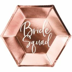 Partydecor Bride Squad Paper Plates Rose Gold Party Supplies