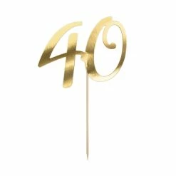 Partydecor Party Supplies Cake Topper 40th Birthday Gold