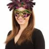 Bristol Carnival Mask Purple Green Gold With Feathers