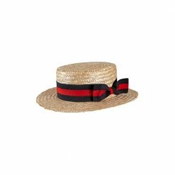Bristol Classic Boater Hat With Black & Red Band