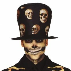 Fiestas Guirca Halloween Accessories Day Of The Dead Skull Top Hat