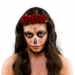 Wicked Day Of The Dead Red Rose Flower Tiara