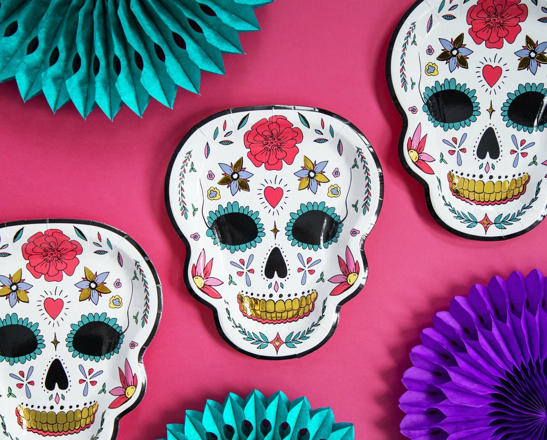 Partydecor Dia De Los Muertos Sugar Skull Plates