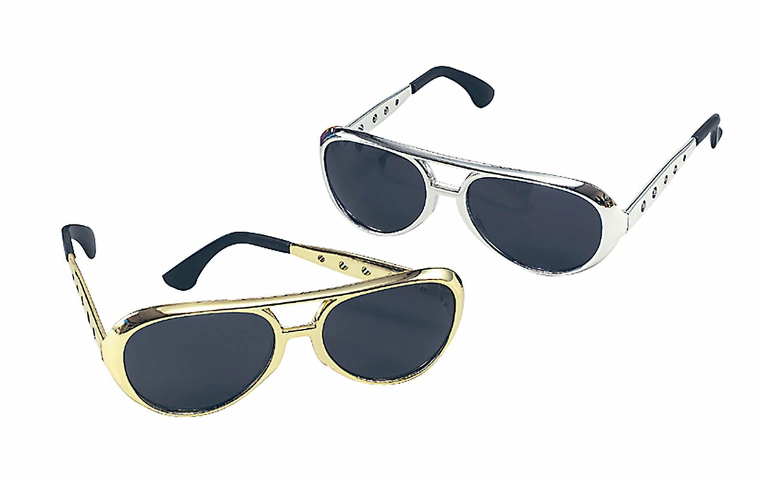 Bristol Costume Accessories Elvis Rock And Roll Glasses Gold