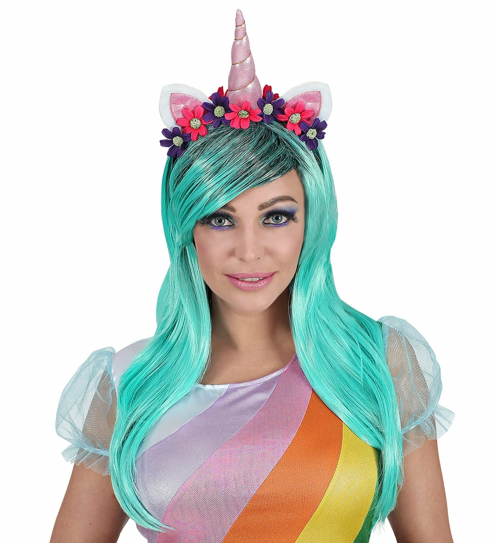Widmann Animal Fantasy Unicorn Wig And Flower Headband