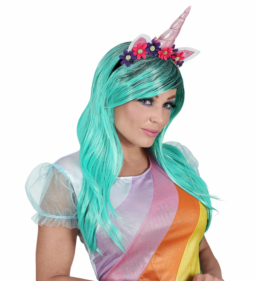 Widmann Animal Fantasy Unicorn Wig And Flower Headband