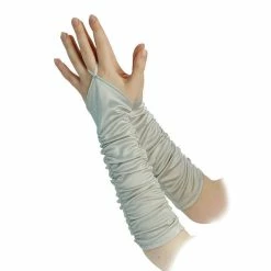 Bristol Fingerless Gloves Satin Fold Silver Decades And History