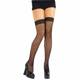 My Fancy Dress Fishnet Thigh Highs Lace Top Black Costume Accessories