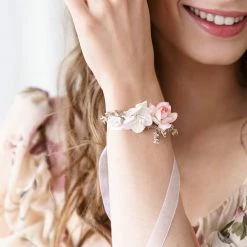 Partydecor Flower Wrist Corsage Light Peach Hen Party