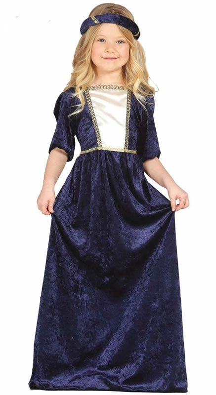 Fiestas Guirca Medieval, Renaissance & Tudor Costumes Girls Medieval Lady Costume Blue