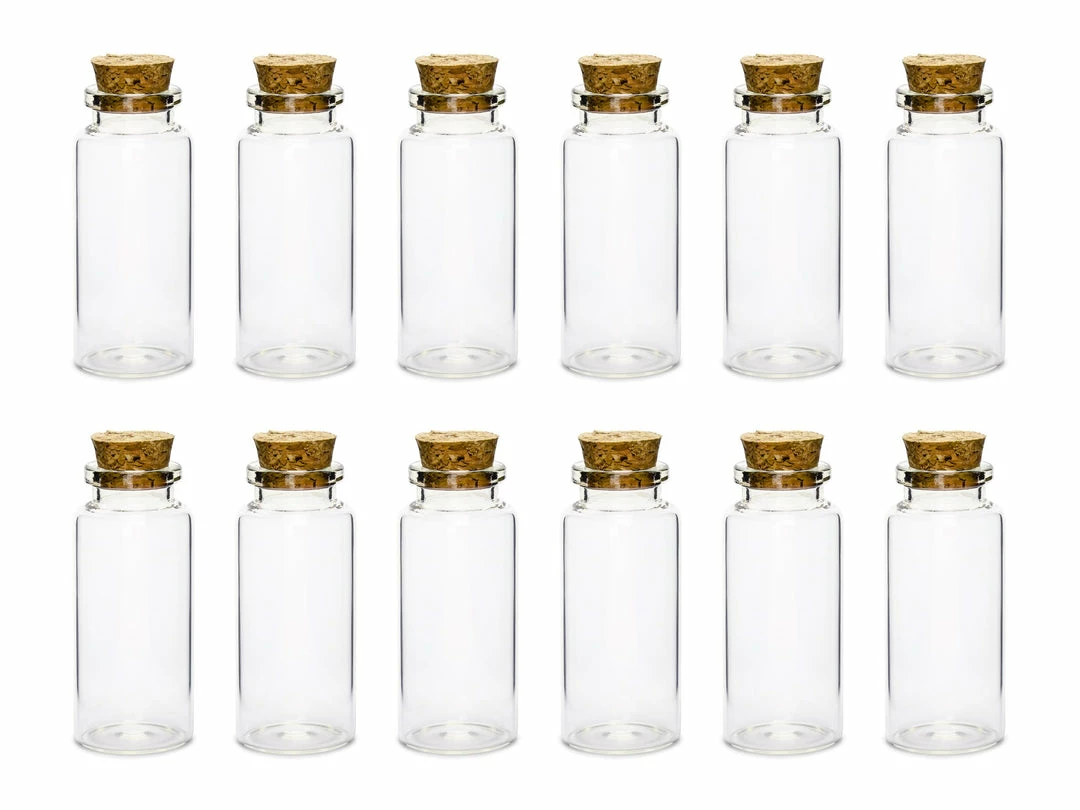 Partydecor Glass Favor Bottles With Cork Plug Pack Of 12 Party Supplies