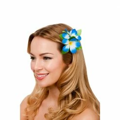 Wicked Hawaii Flower Hair Clip Royal Blue