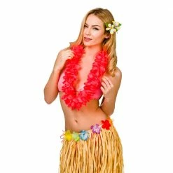 Wicked Hawaiian Petal Lei Red Hawaiian Costumes