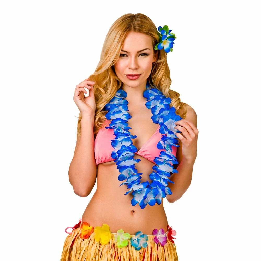 Wicked Hawaiian Deluxe Lei With Beads Blue