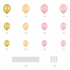 Partydecor Heart Balloon Garland Pink And Gold, 200cm Party Supplies